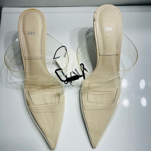 Zara Women's Transparent Cream Heels - Picture 1 of 6